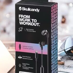 Skullcandy Black and Pink Sport Earbuds